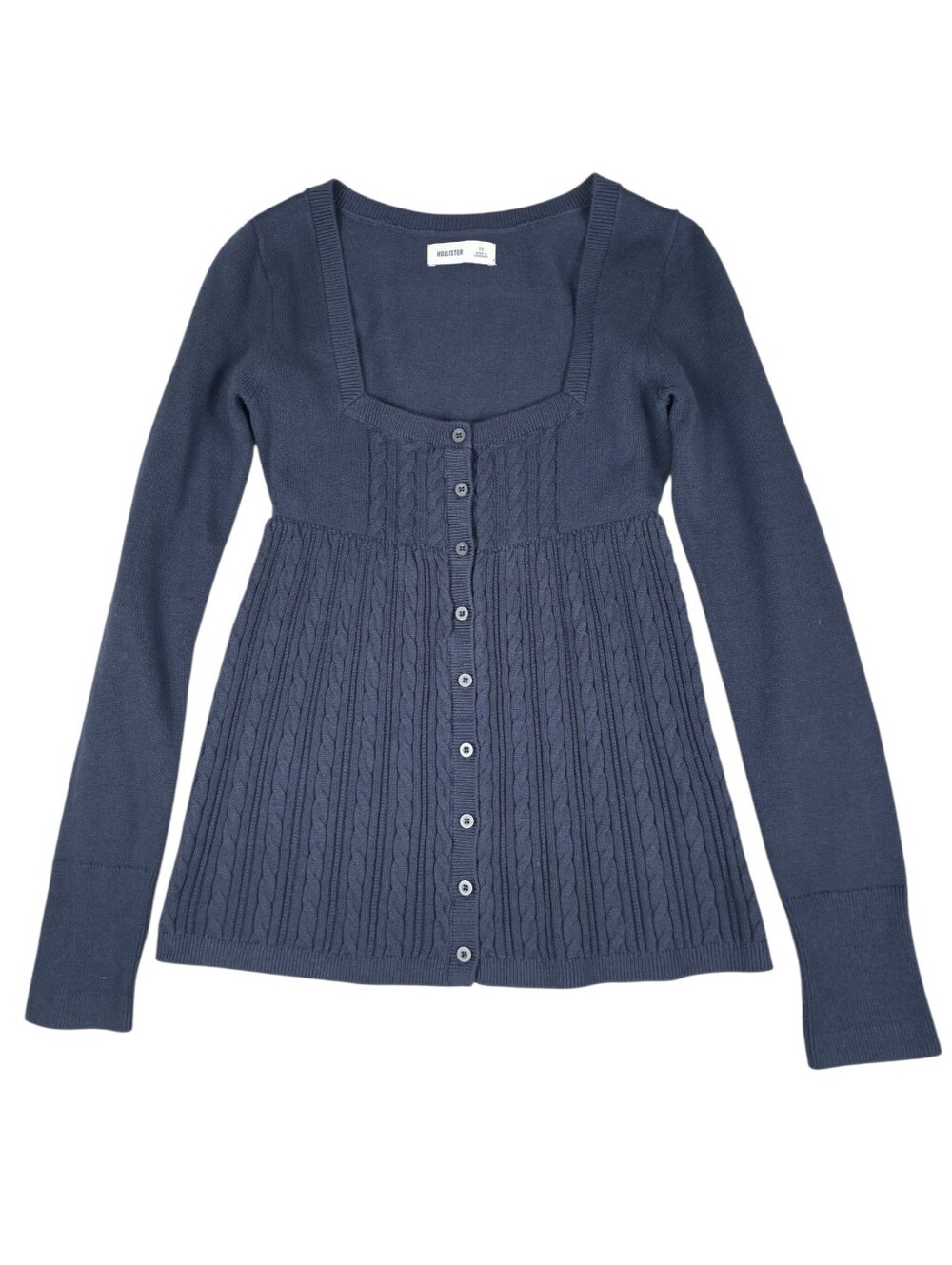 Vintage Y2K Hollister Babydoll Cable Knit Sweater Navy XS